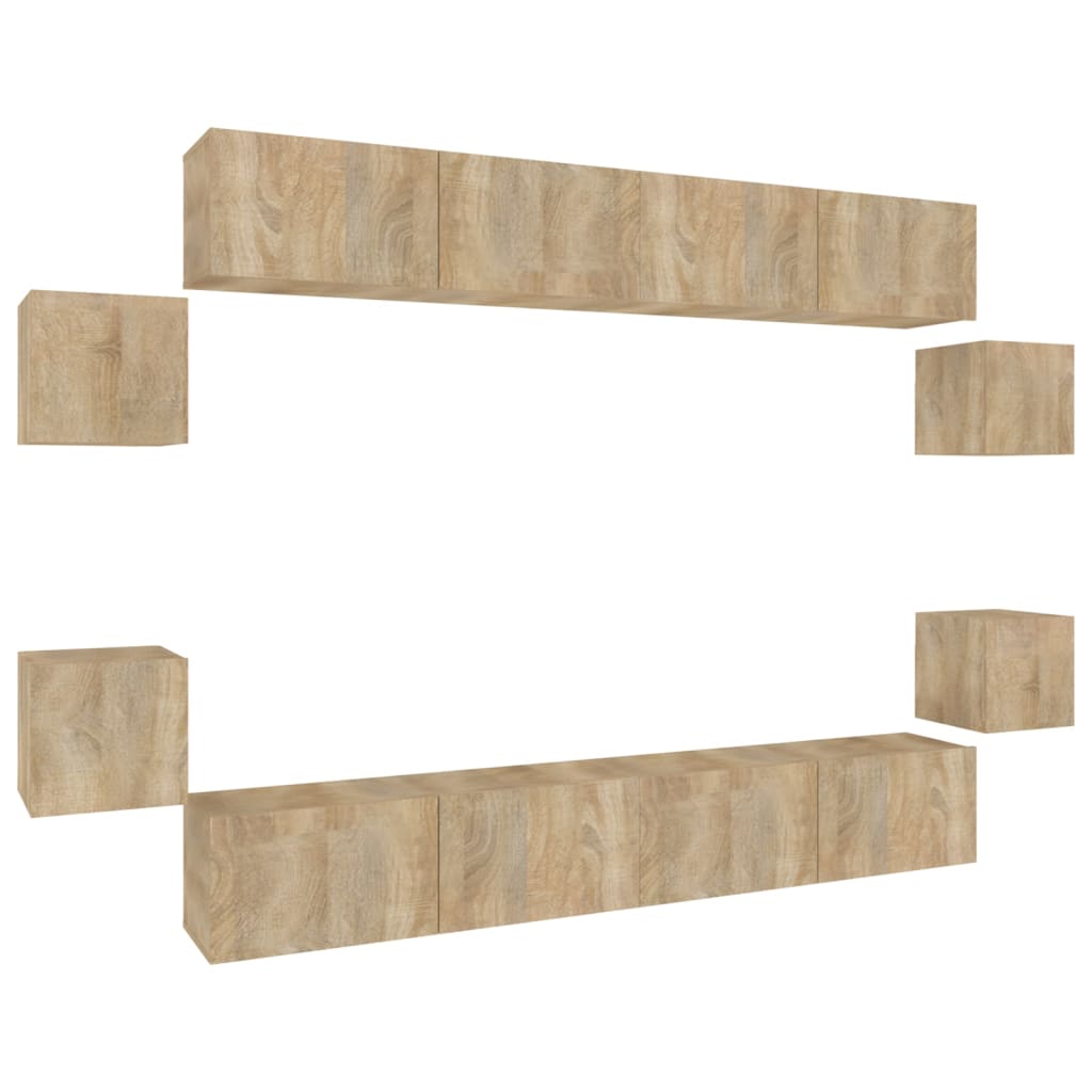 Conjunto móveis de TV 8 pcs madeira processada carvalho sonoma