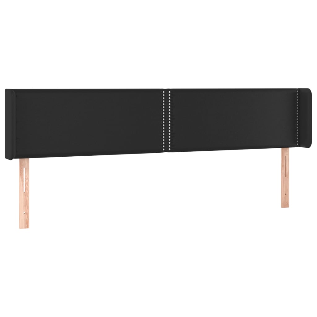Cabeceira de cama c/ LED couro artificial 183x16x78/88 cm preto