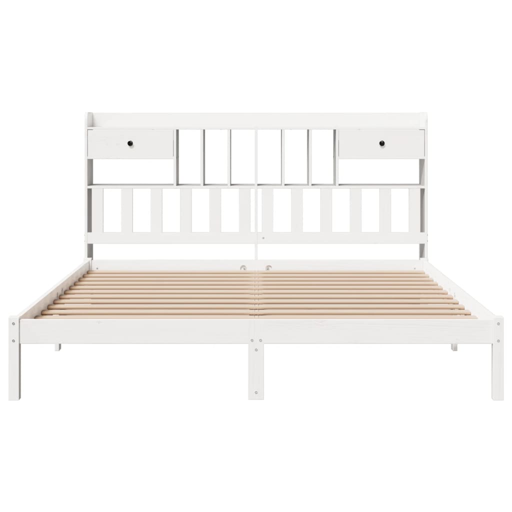 Cama com estante sem colchão 180x200 cm pinho maciço branco