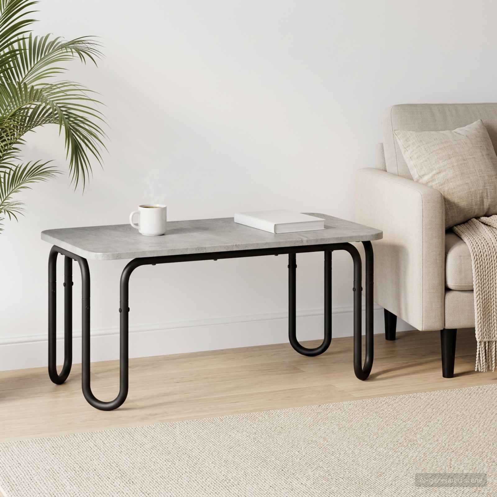 Mesa de centro cinzento cimento 100 x 50 x 45 cm