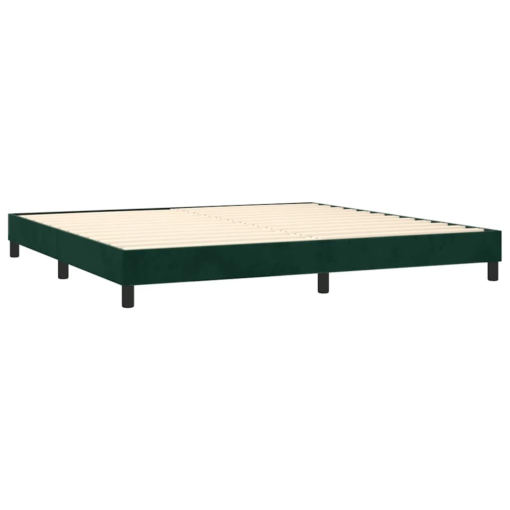 Cama com molas/colchão 200x200 cm veludo verde-escuro