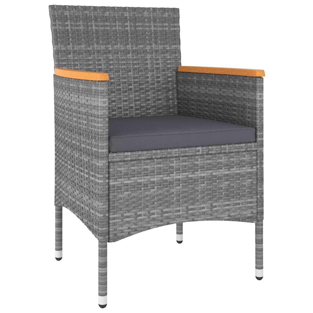 5 Pcs conjunto lounge para jardim vime PE cinzento