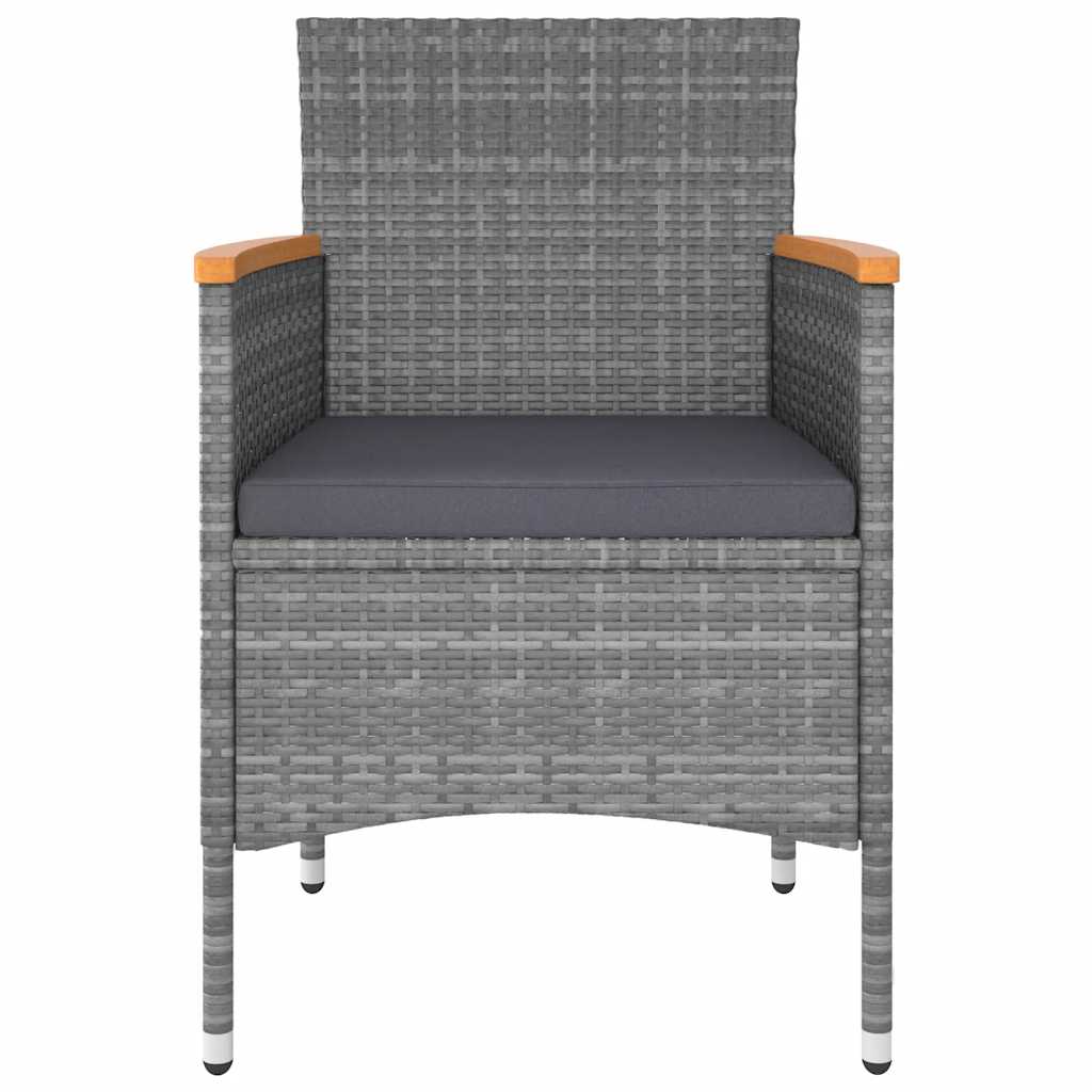 5 Pcs conjunto lounge para jardim vime PE cinzento