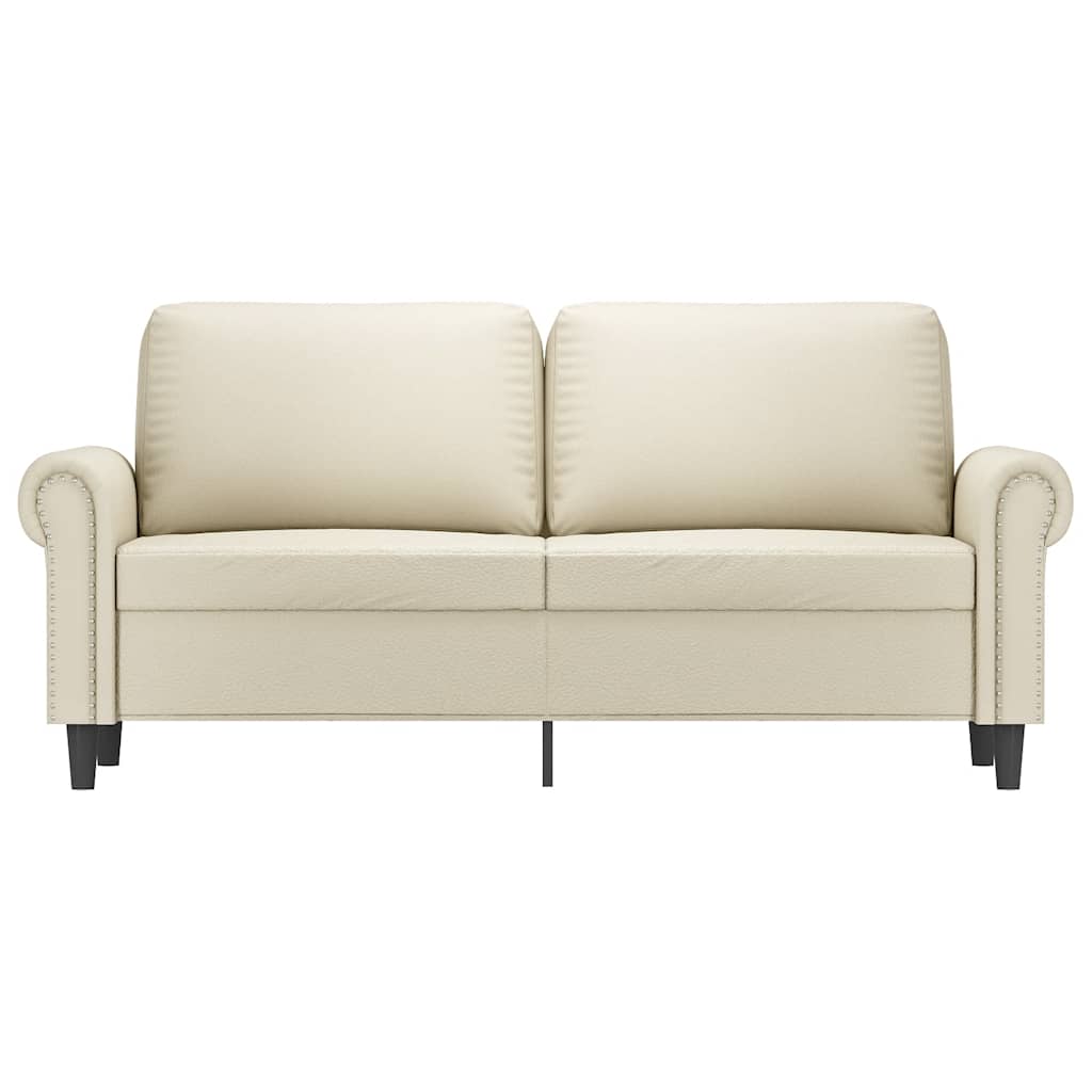 Sofá de 2 lugares 140 cm couro artificial cor creme