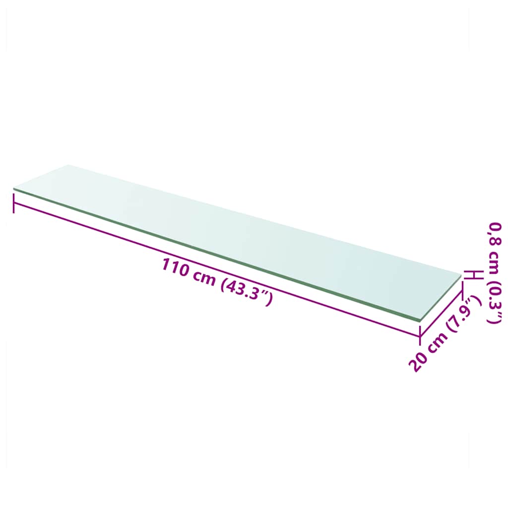 Prateleiras 2 pcs 110x20 cm vidro transparente