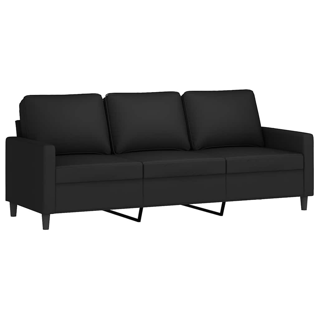 3 Pcs conjunto de sofás com almofadões veludo preto