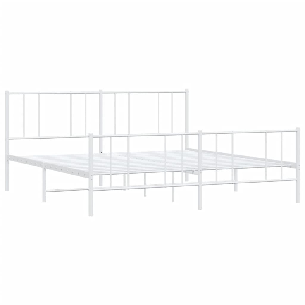 Estrutura de cama com cabeceira e pés 200x200 cm metal branco