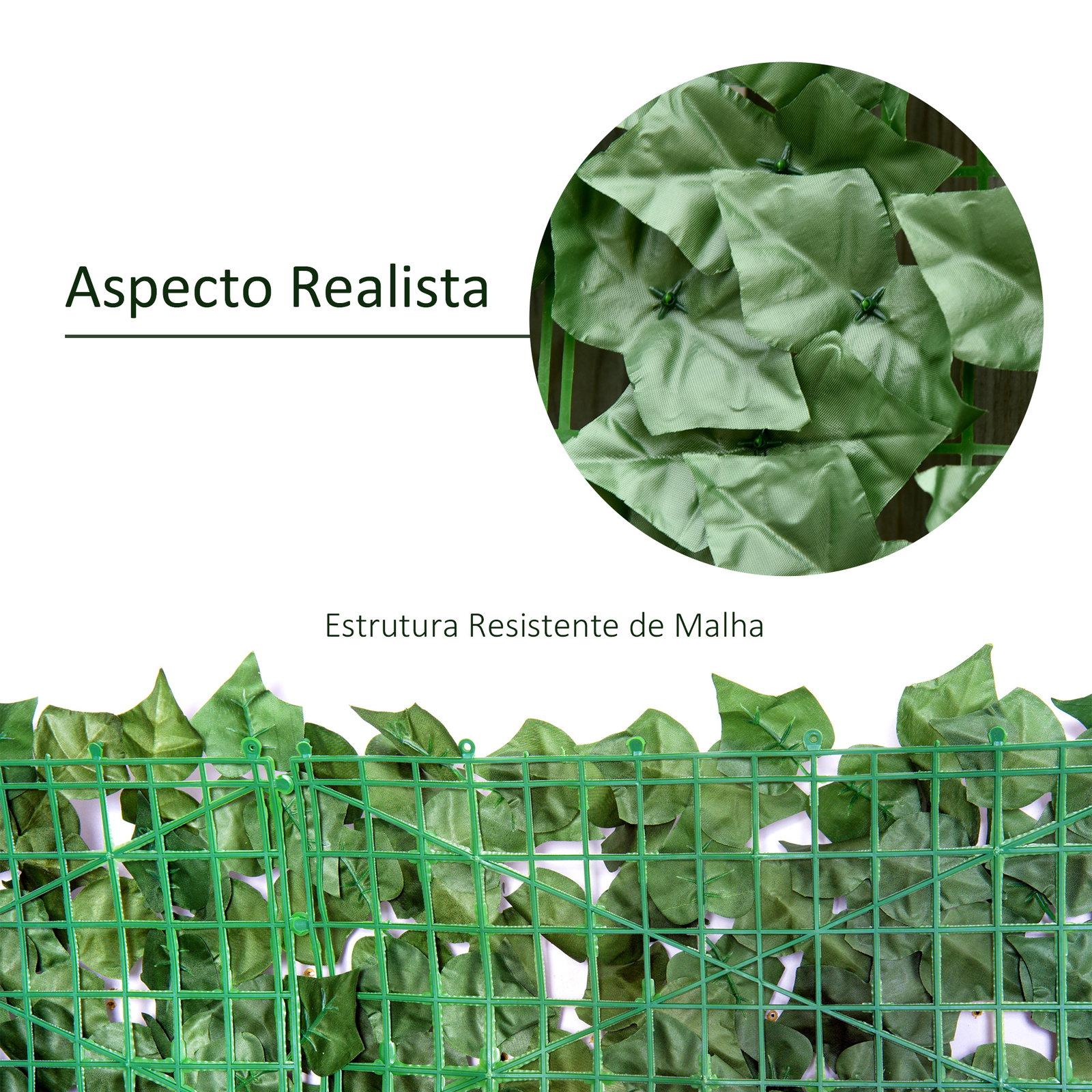 Vedação Artificial em Rolo 3m Vedação de Privacidade para Balcão Jardim Exterior Planta Decorativa de Parede PE Verde