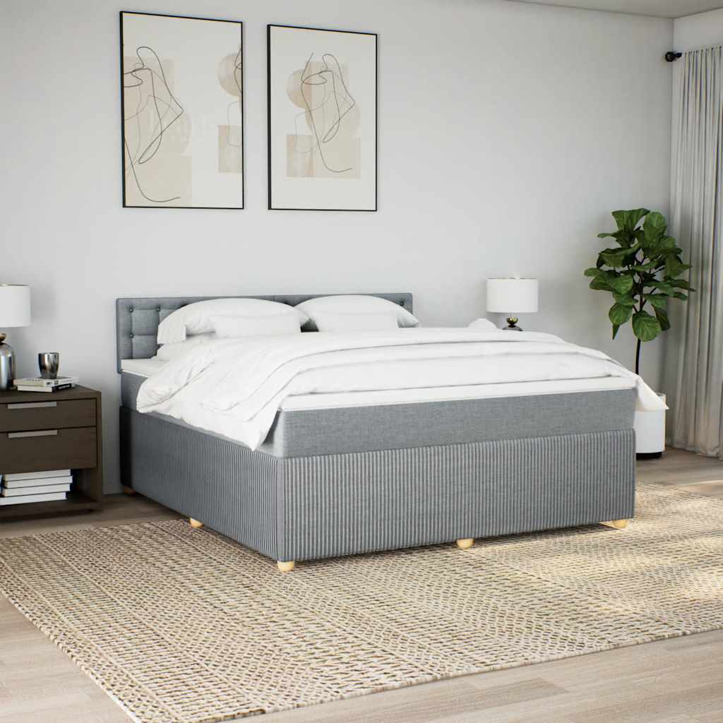 Cama com molas/colchão 180x200 cm tecido cinzento-claro
