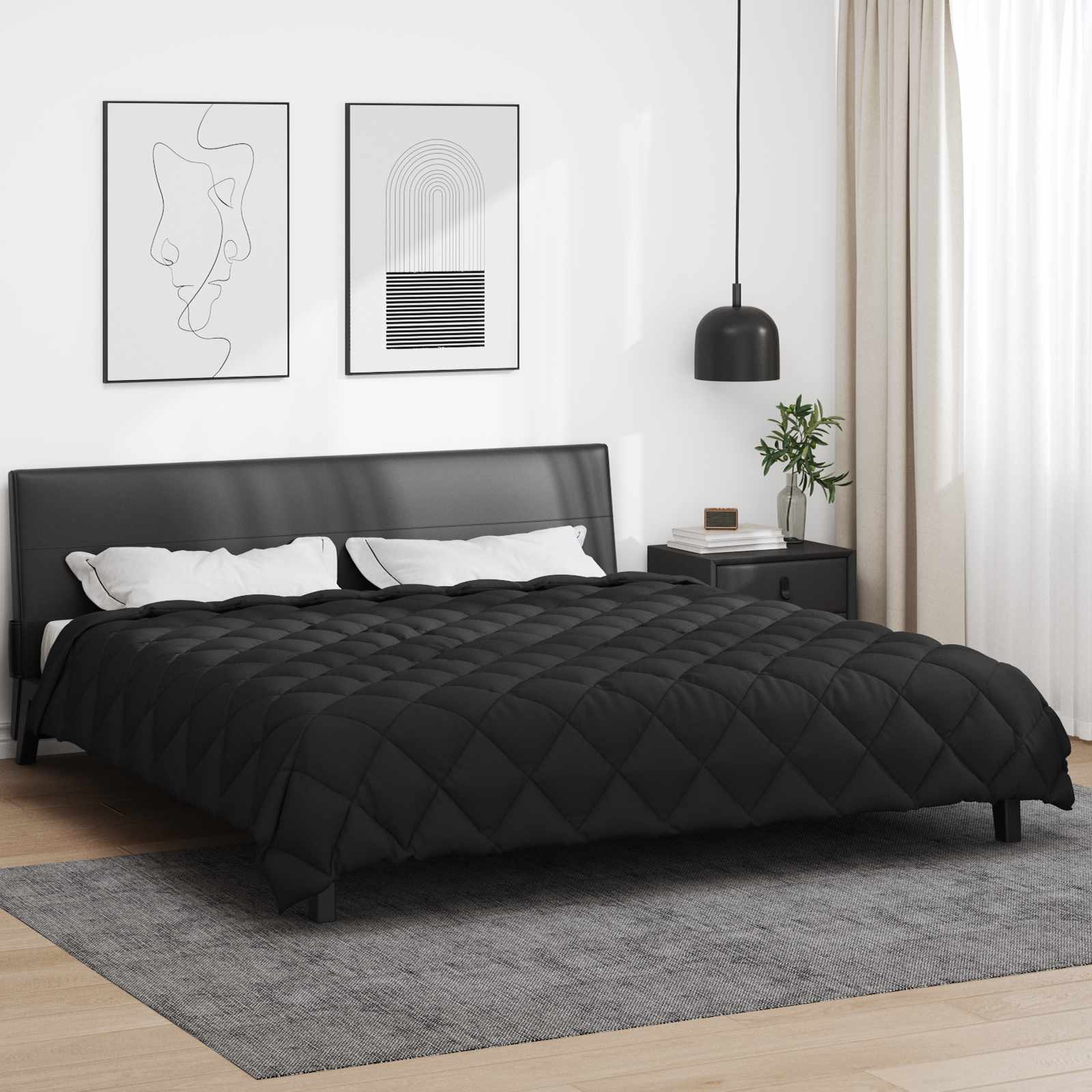 Edredom de inverno 200 x 240 cm 450 gsm preto
