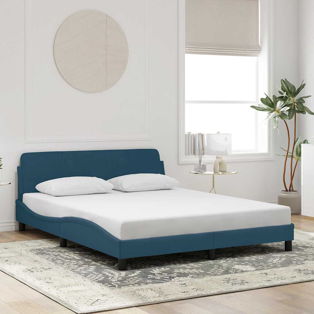 Estrutura de cama com cabeceira dover 160x200 cm veludo azul
