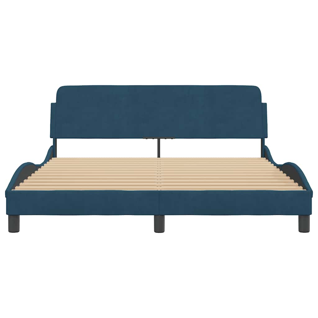 Estrutura de cama com cabeceira dover 160x200 cm veludo azul