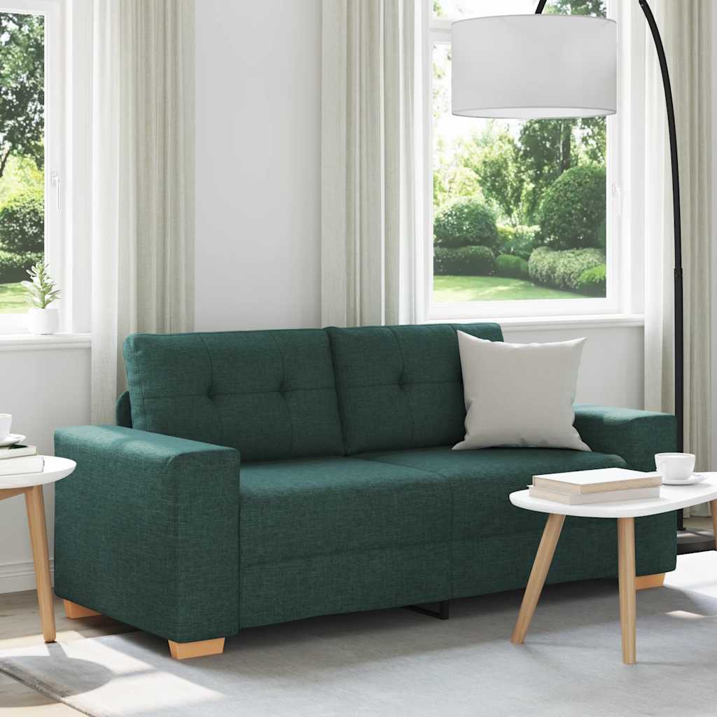 Sofá de dois lugares verde escuro, 180x77x82 cm, tecido