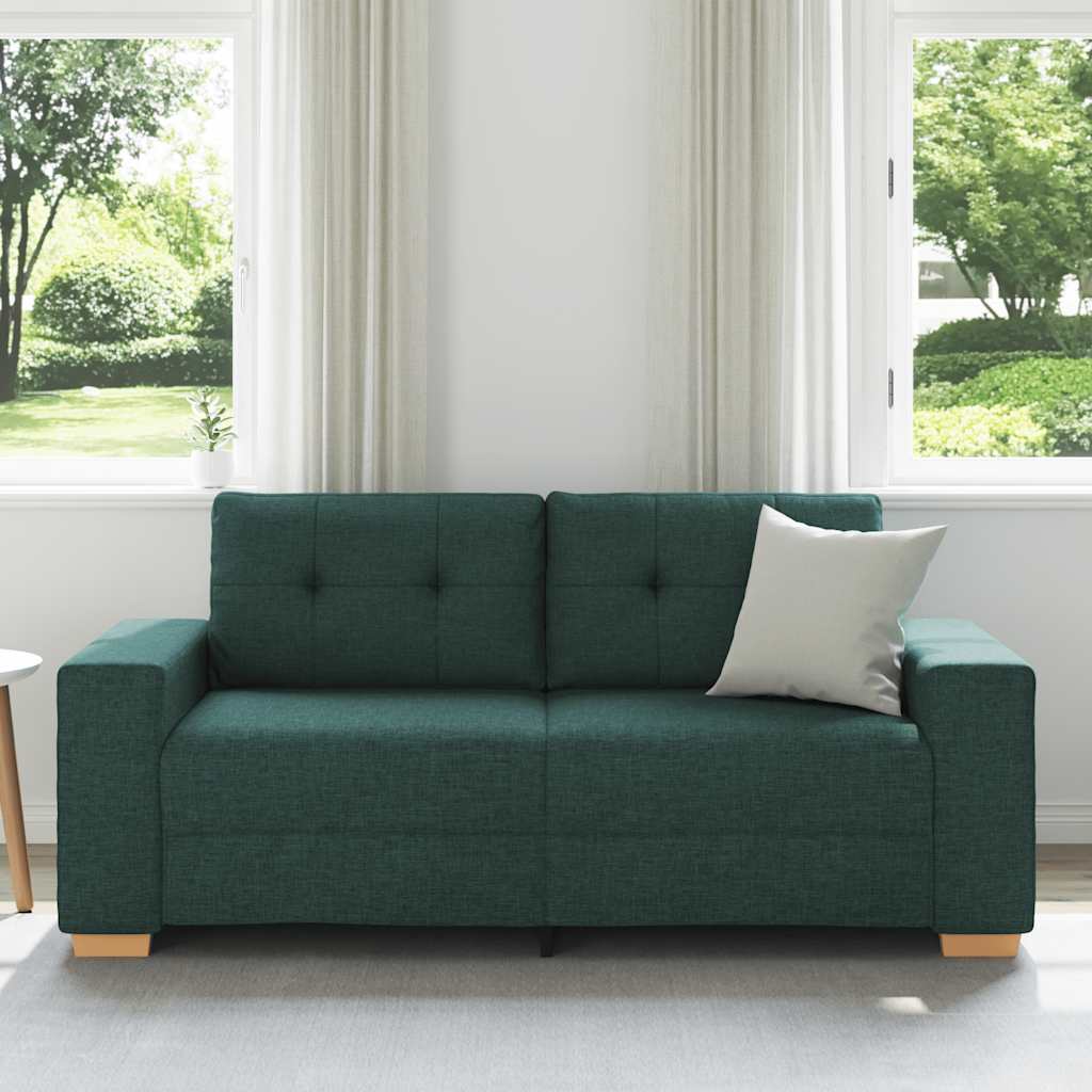 Sofá de dois lugares verde escuro, 180x77x82 cm, tecido