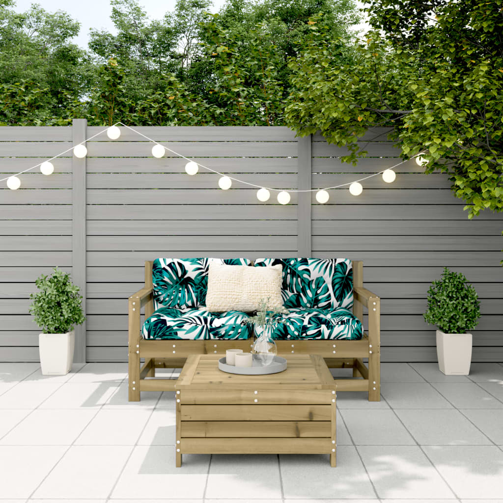 3 Pcs conjunto de sofás para jardim madeira de pinho impregnada