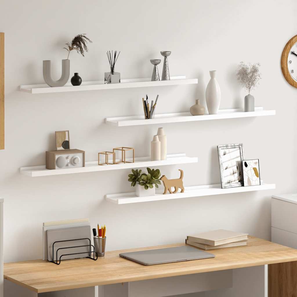 Prateleiras de parede 4 pcs 80x9x3 cm branco