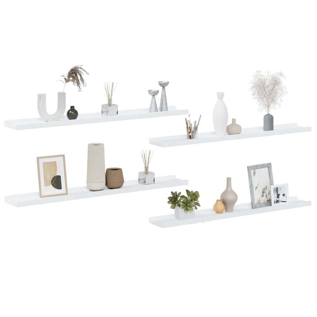 Prateleiras de parede 4 pcs 80x9x3 cm branco