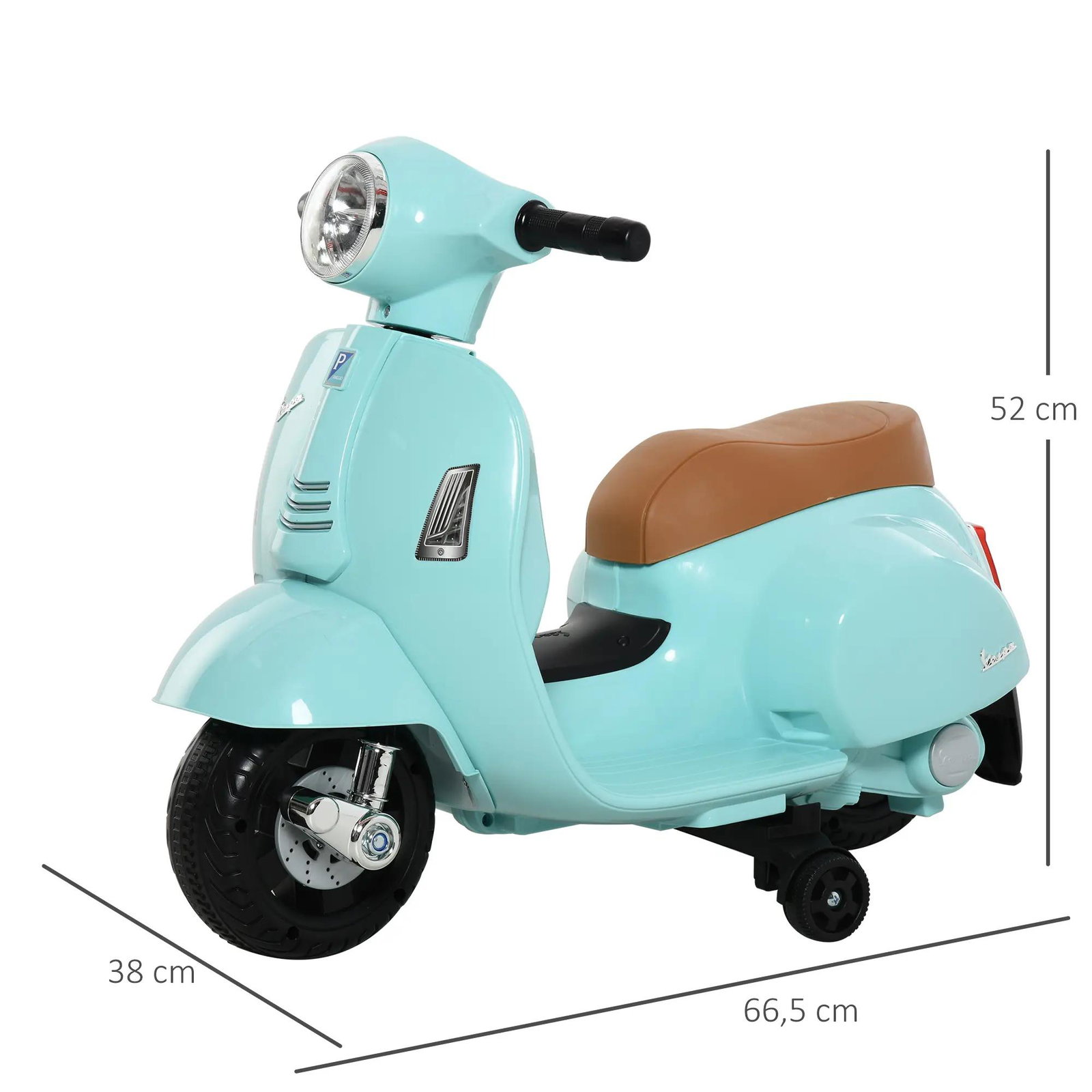 Mota elétrica para crianças acima de 18 meses com licença faróis buzina e 4 rodas 66,5x38x52 cm verde