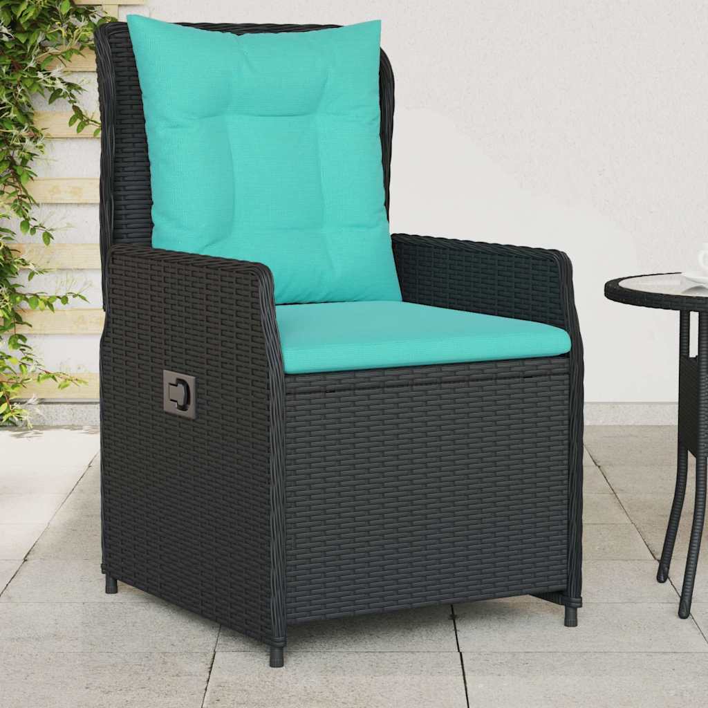 Conjunto de 2 cadeiras de jardim reclináveis em rattan sintético preto