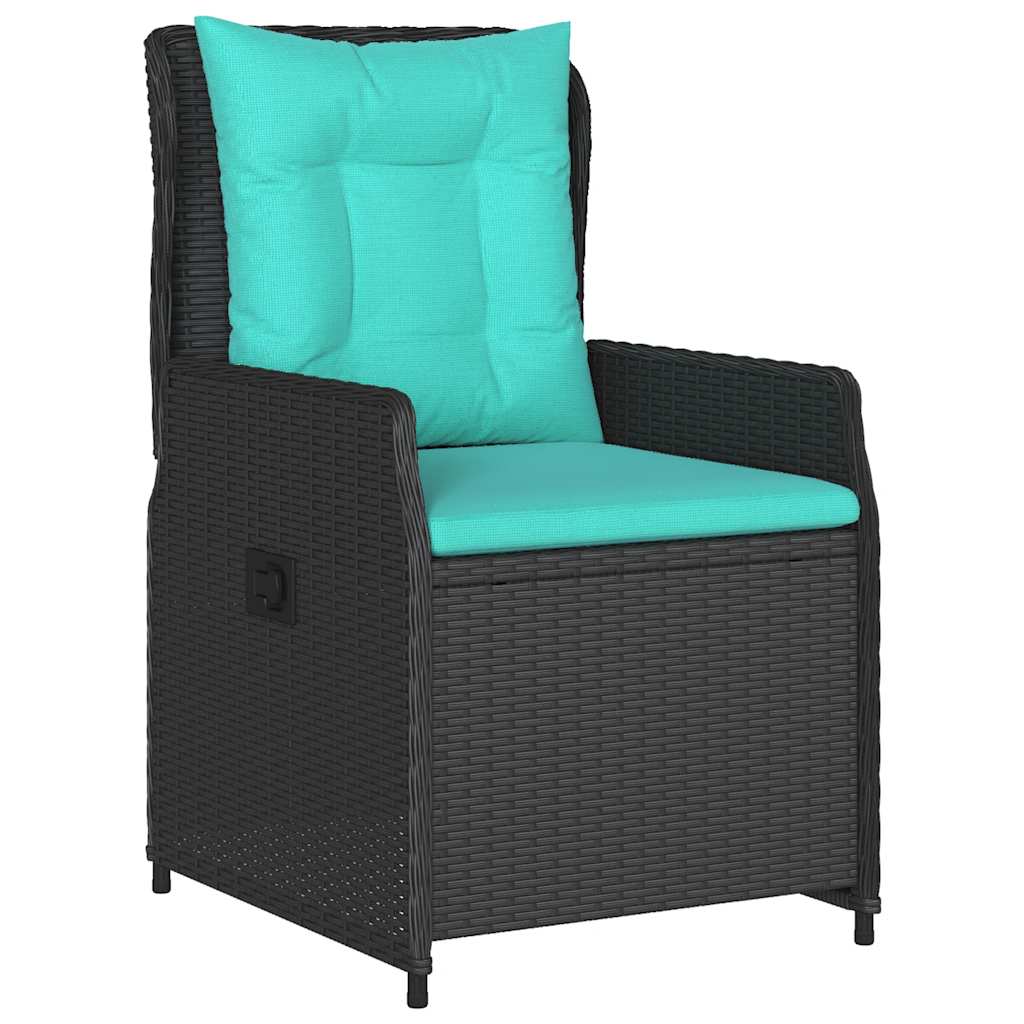 Conjunto de 2 cadeiras de jardim reclináveis em rattan sintético preto