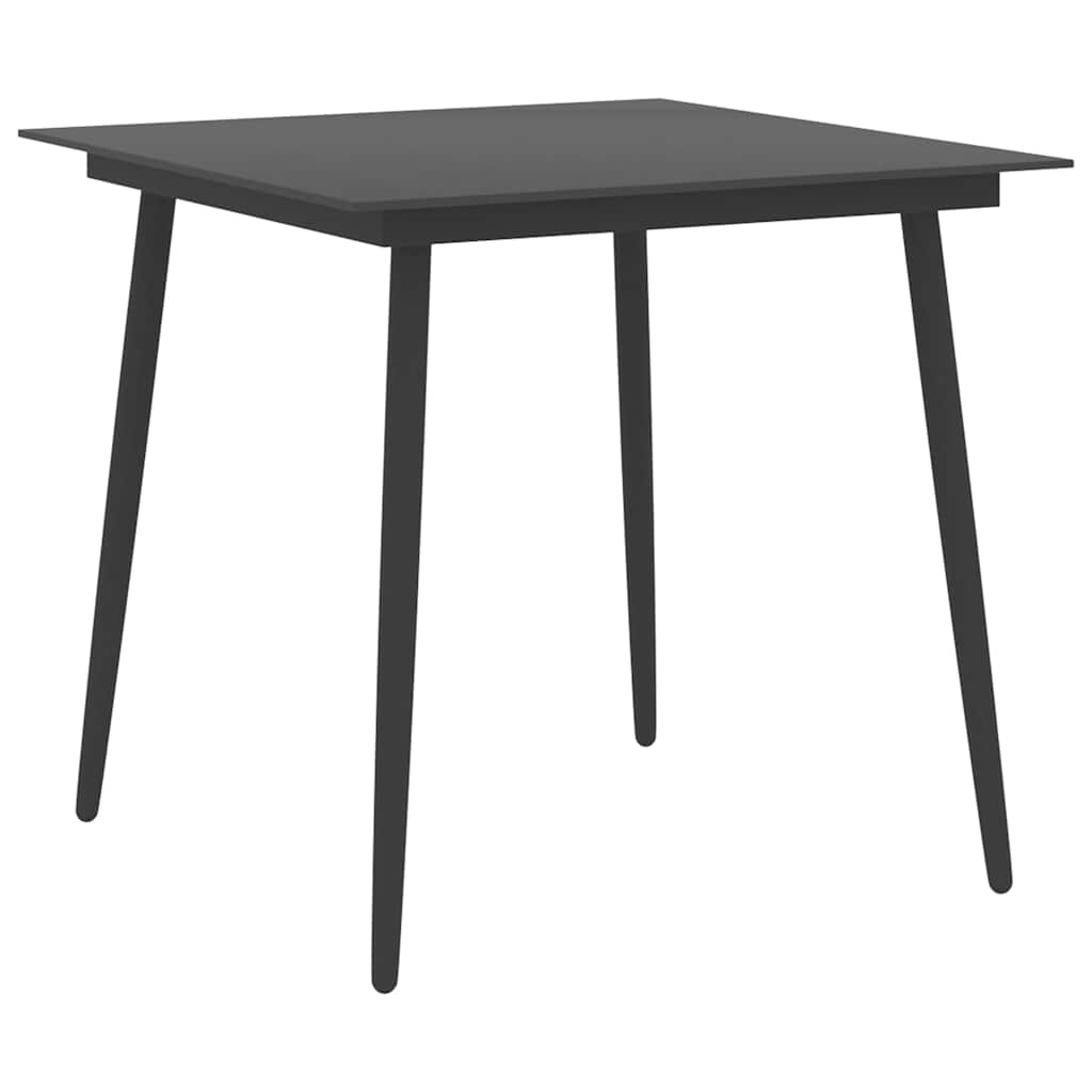 3 Pcs conjunto de jantar para jardim preto