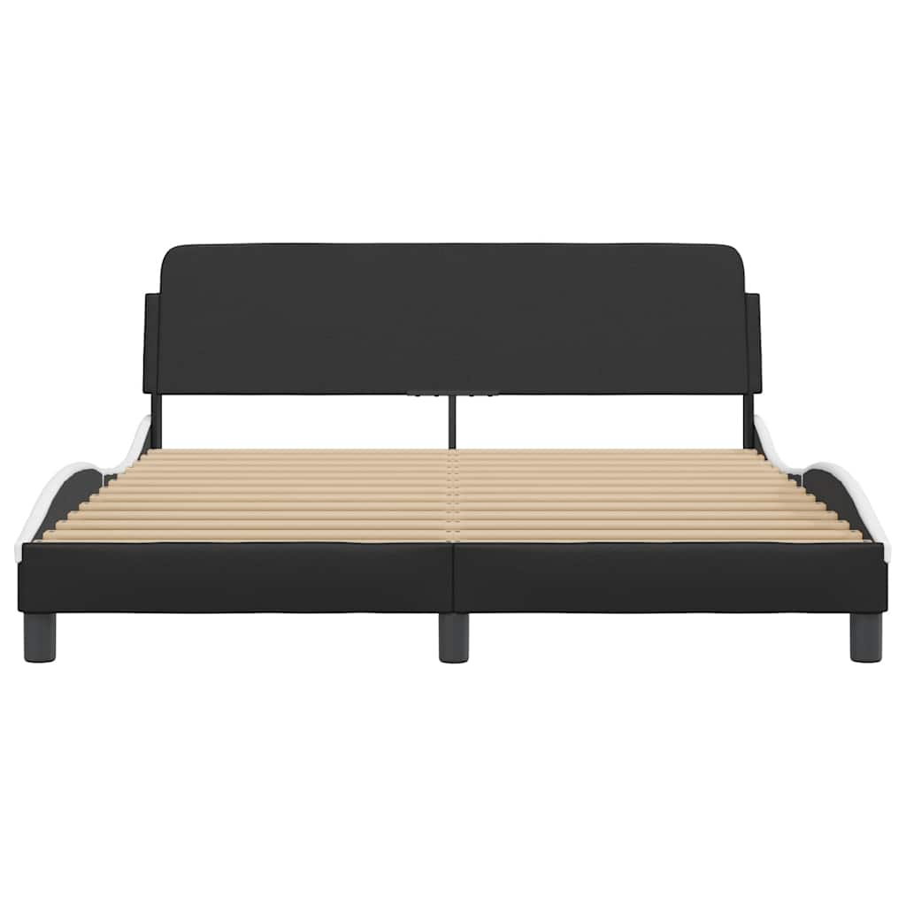 Estrutura de cama dover 152x203 couro artif. preto/branco