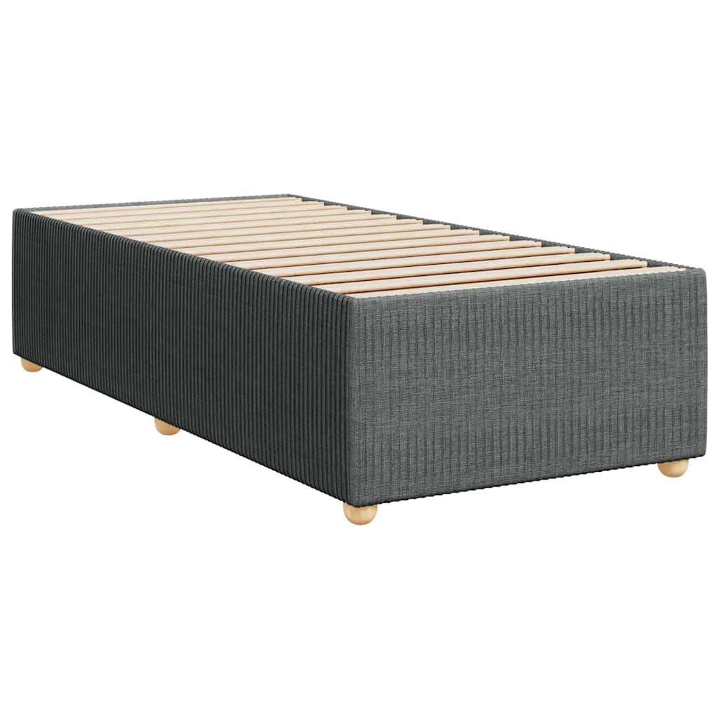 Estrutura de cama de solteiro tecido cinzento-escuro