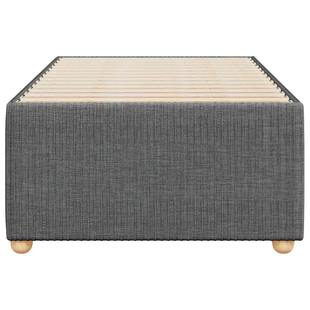 Estrutura de cama de solteiro tecido cinzento-escuro