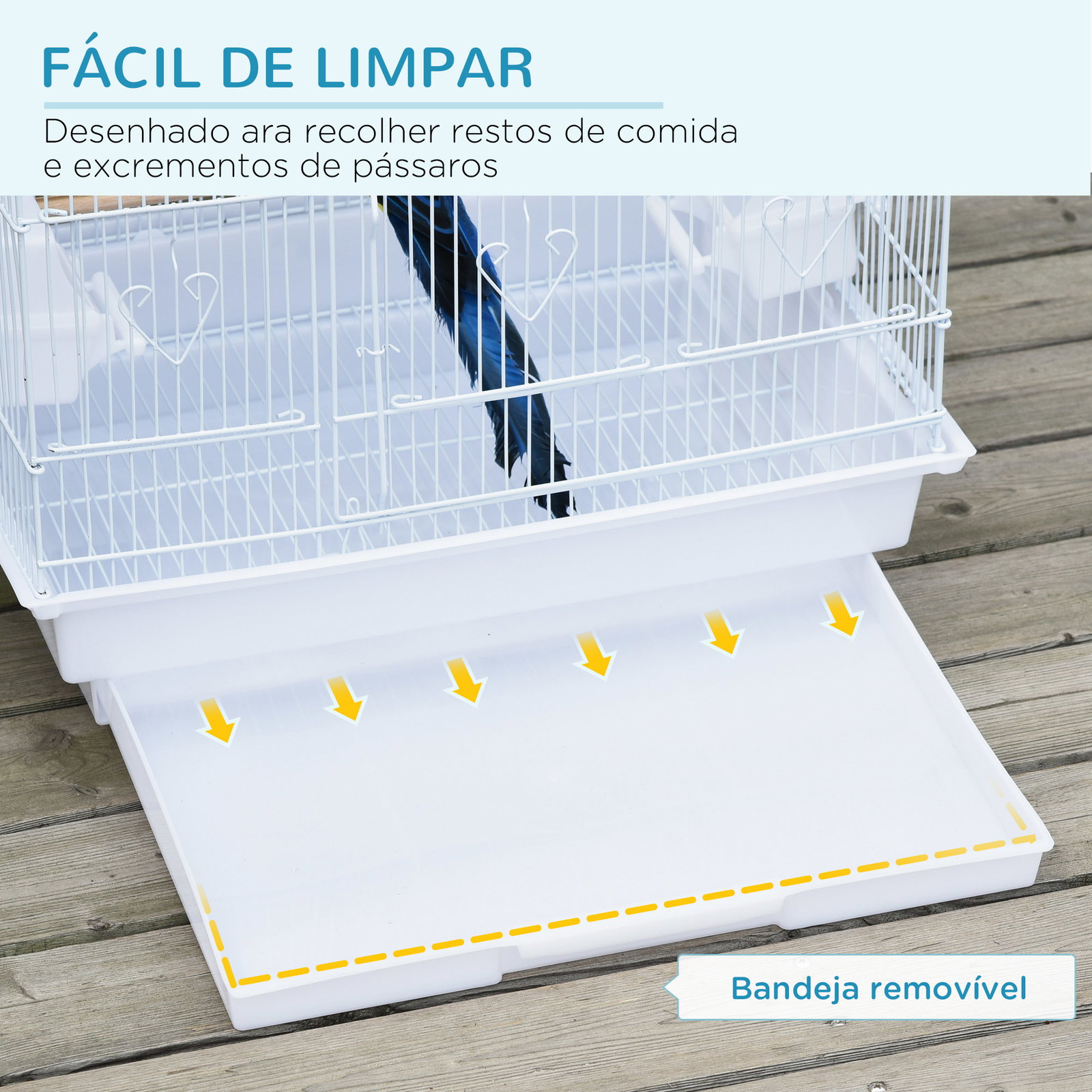 Gaiola para Passáros Gaiola de Metal com Portas 4 Comedouros 3 Poleiros Baloiço Bandeja Removível e Alça de Transporte para Papa