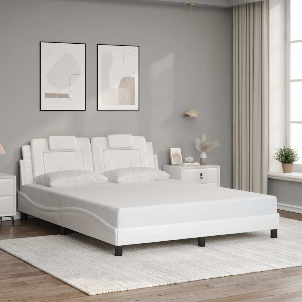 Estrutura de cama viana sem colchão 160x200 cm couro artificial branco