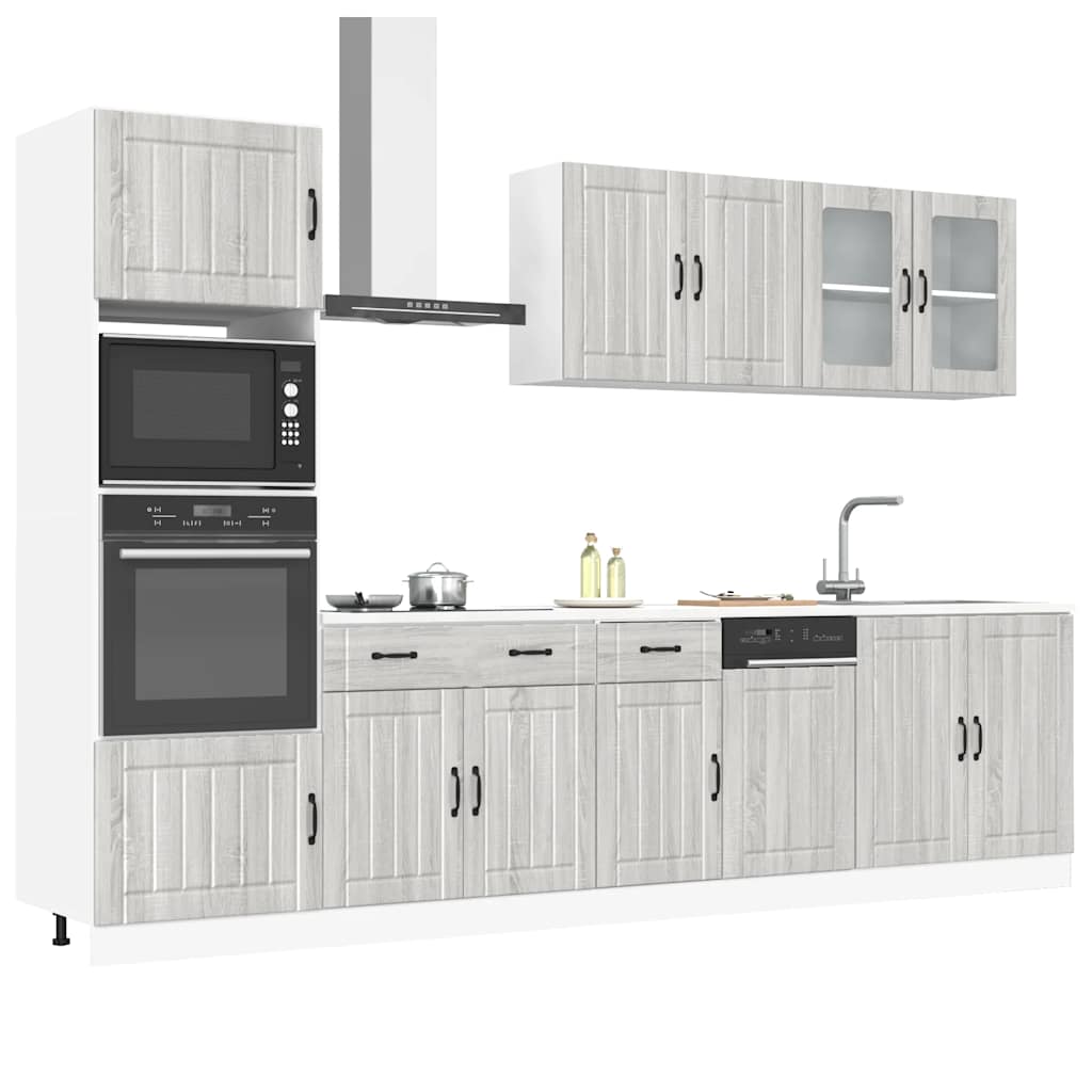 7 Peças armário de cozinha conjunto kalmar cinza sonoma