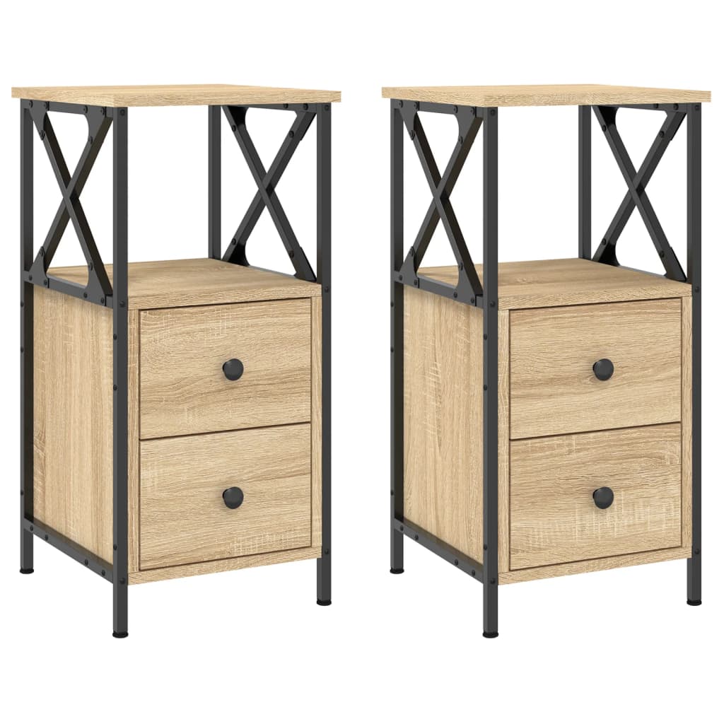 Mesas cabeceira 2 pcs derivados de madeira carvalho sonoma