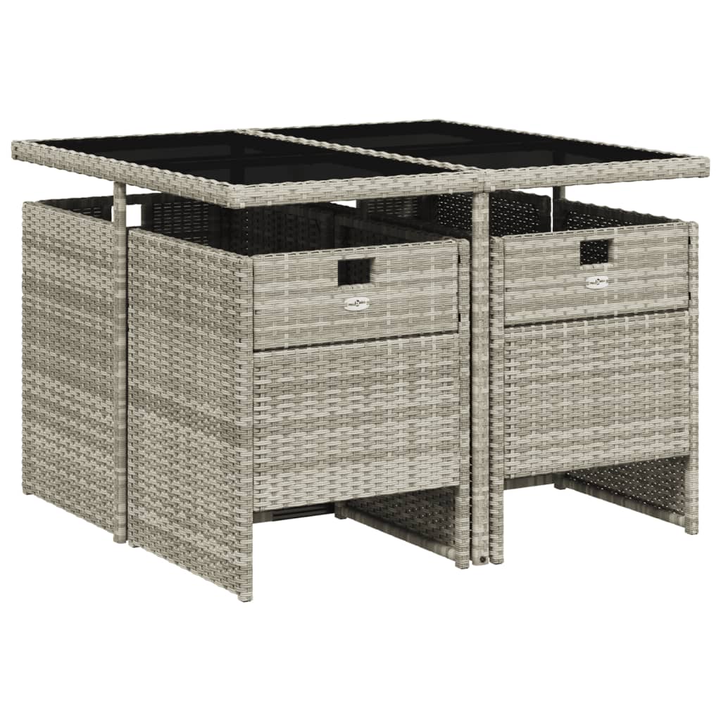 5 Pcs conjunto de jantar p/ jardim c/ almofadões cinzento claro