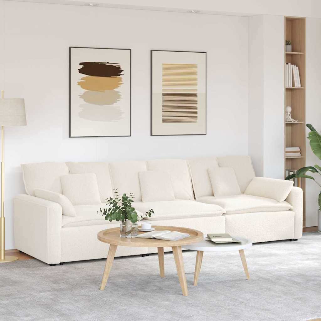 Sofá modular com almofadas creme