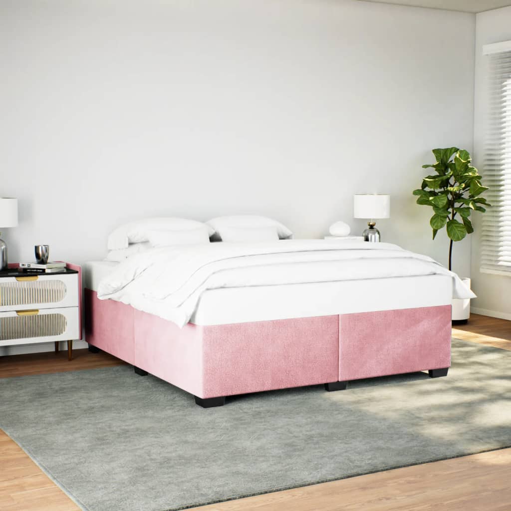 Estrutura de cama 200x200 cm veludo rosa