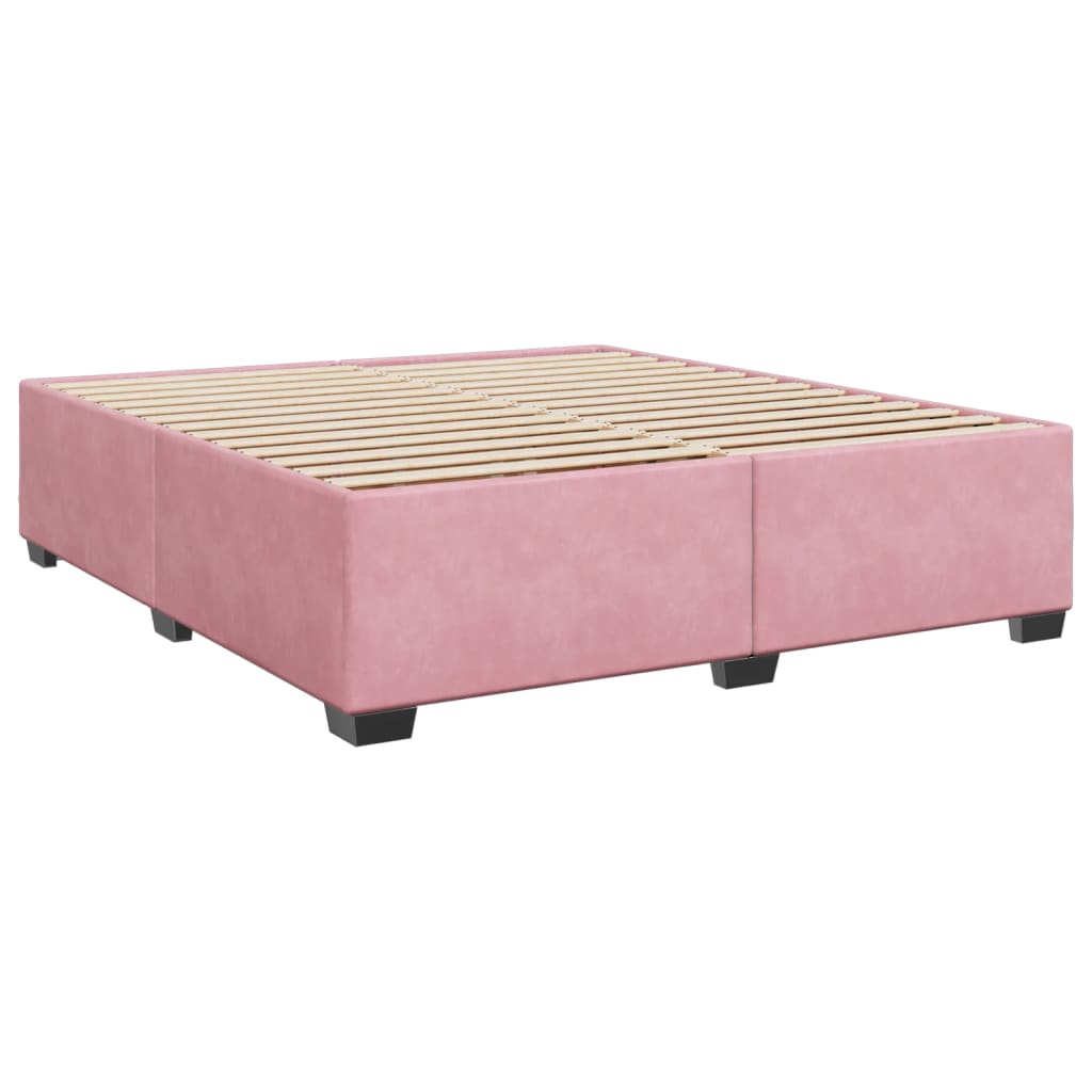 Estrutura de cama 200x200 cm veludo rosa