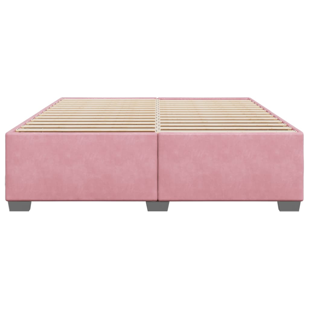 Estrutura de cama 200x200 cm veludo rosa