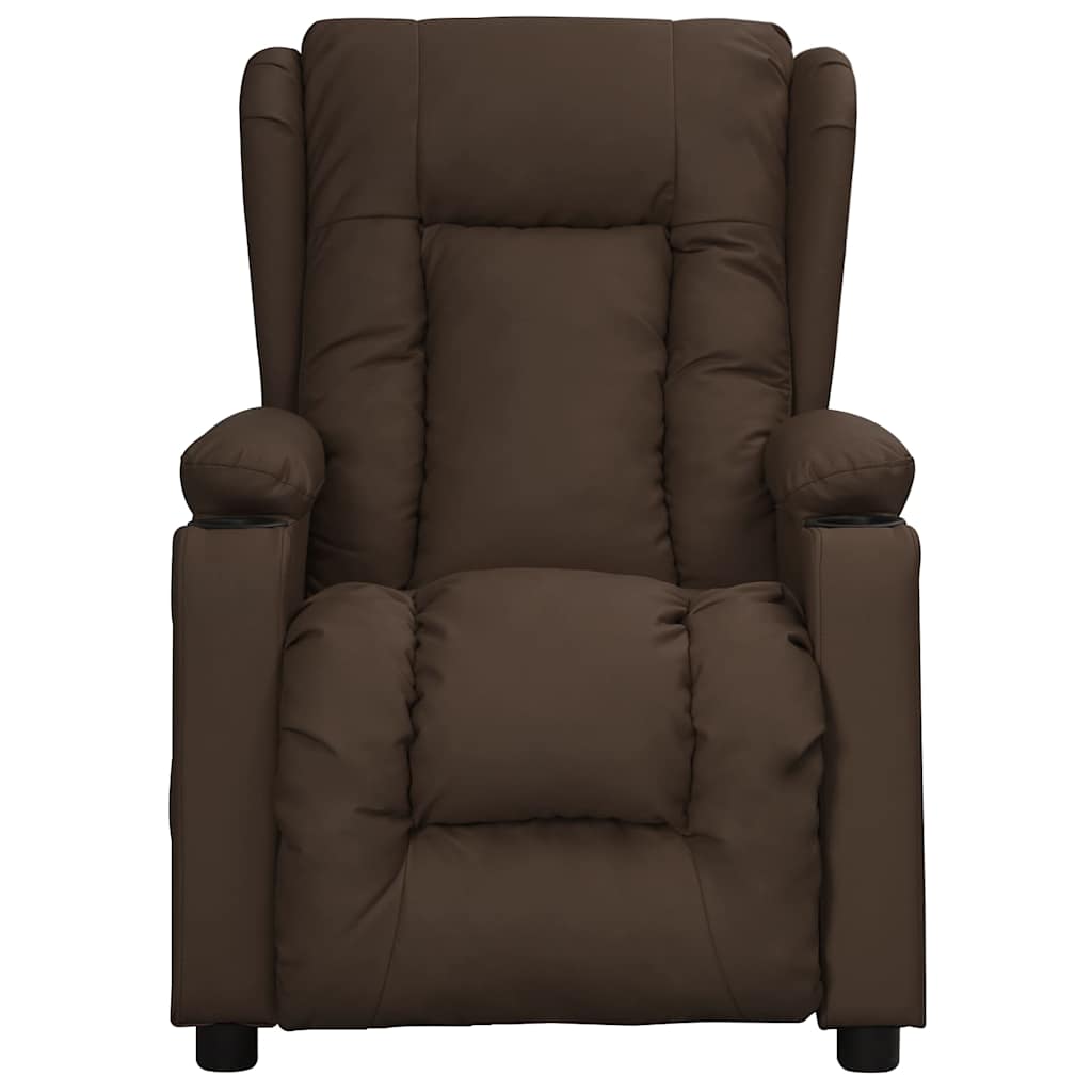 Poltrona de massagens elétrica couro artificial castanho