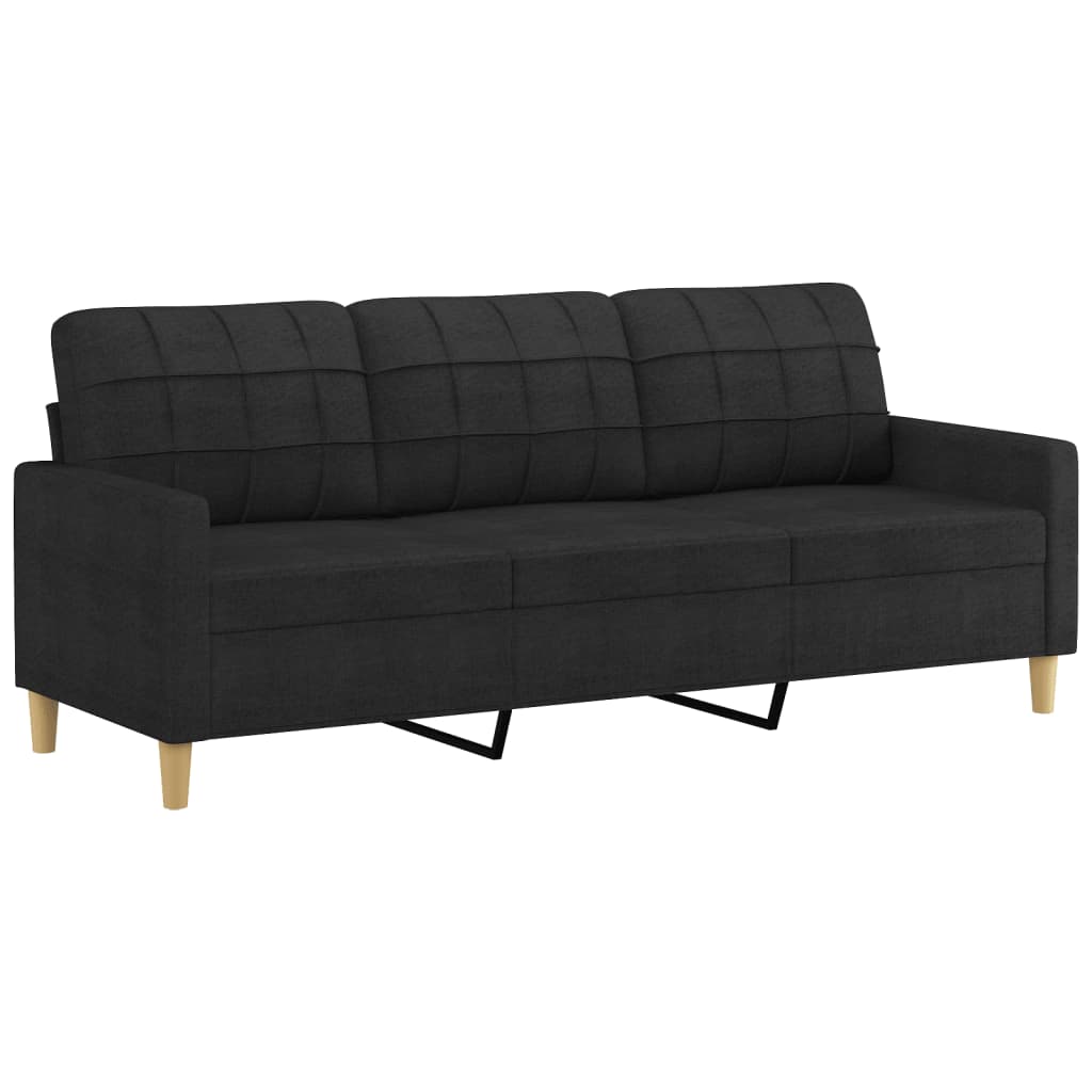 2 Pcs conjunto de sofás com almofadas tecido preto