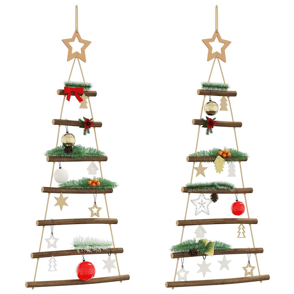 Árvores de natal suspensas com estrelas no topo 2 peças 42x90 cm galho natural