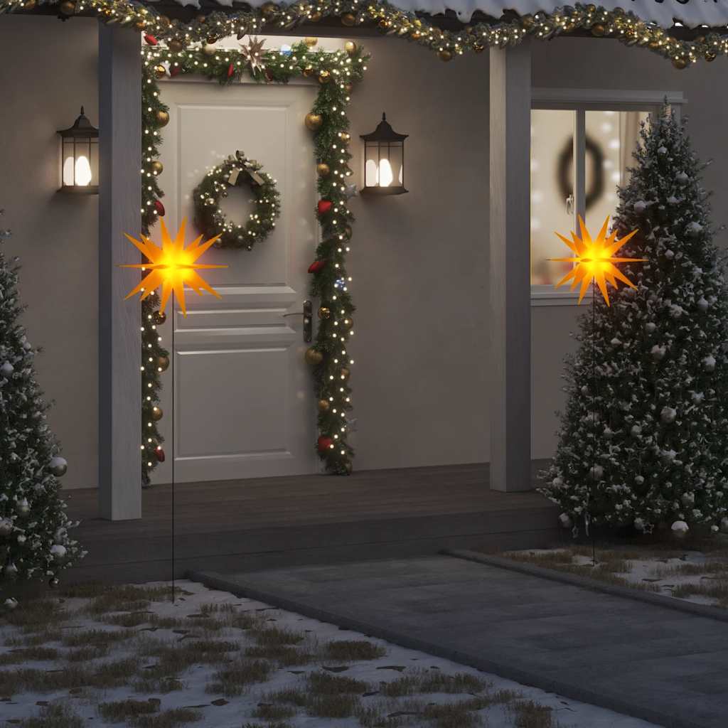 Luzes de natal com espigões 3 pcs leds dobrável 57 cm amarelo
