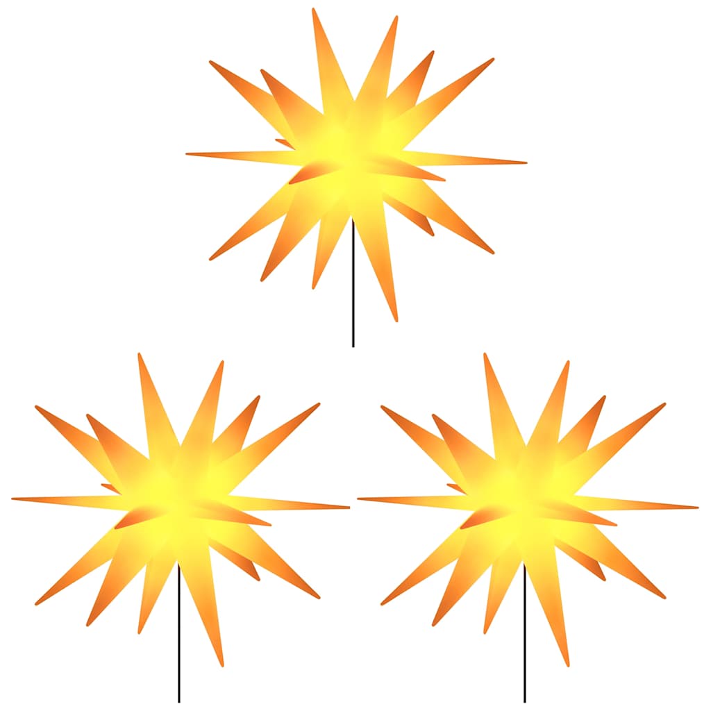 Luzes de natal com espigões 3 pcs leds dobrável 57 cm amarelo