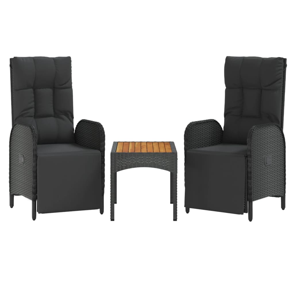 5 Pcs conjunto de jantar p/ jardim c/ almofadões vime PE preto