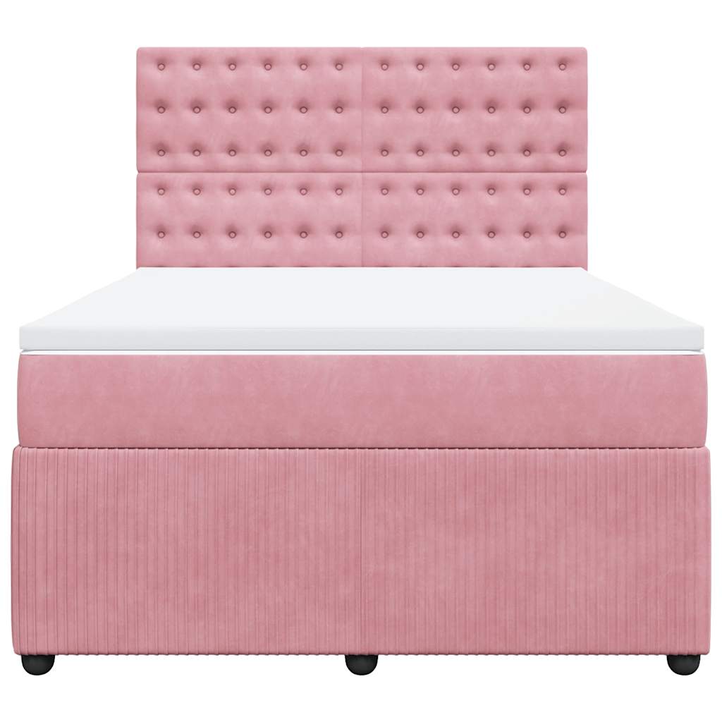 Cama com molas/colchão 160x200 cm veludo rosa