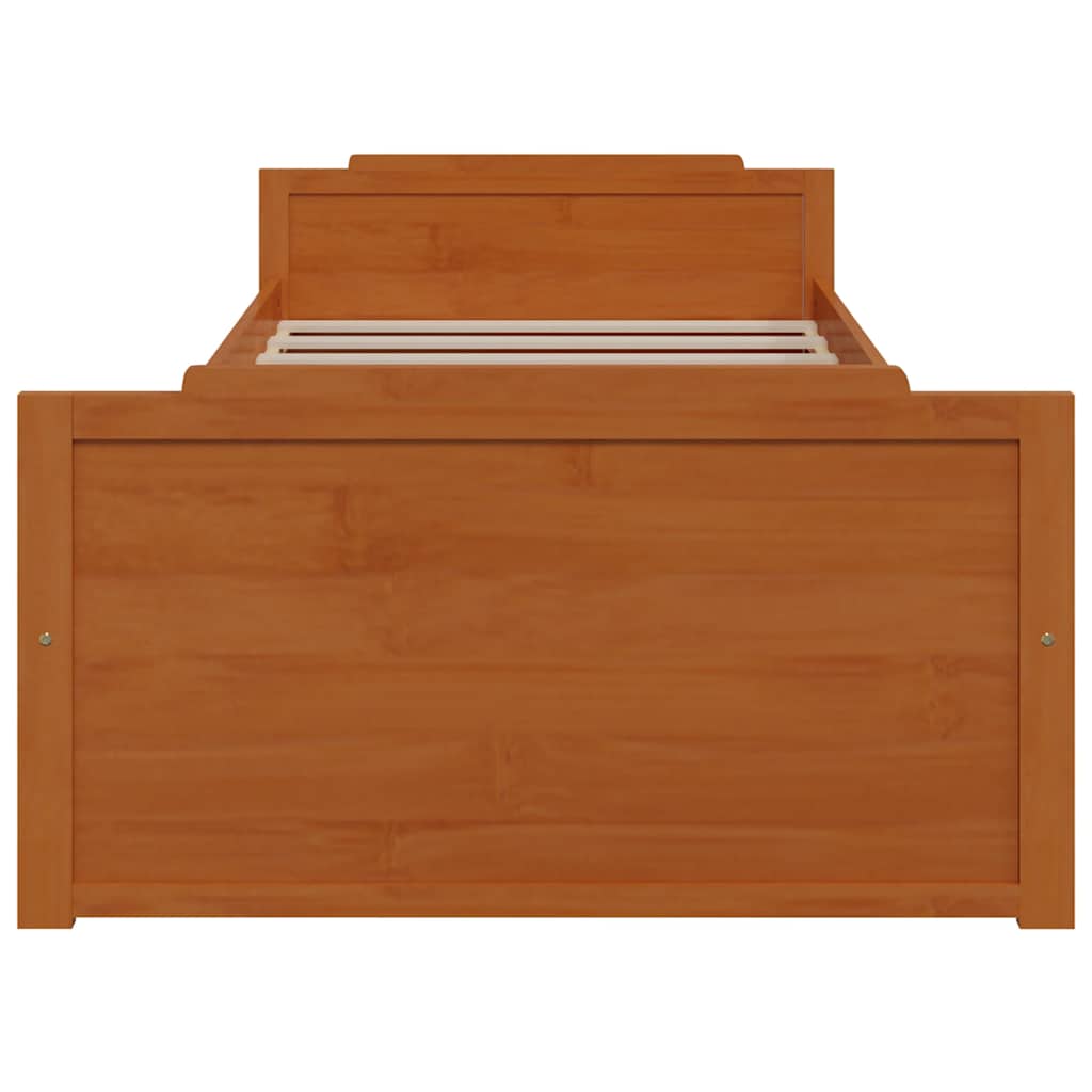 Estrutura cama c/ gavetas 90x200 cm pinho maciço castanho mel