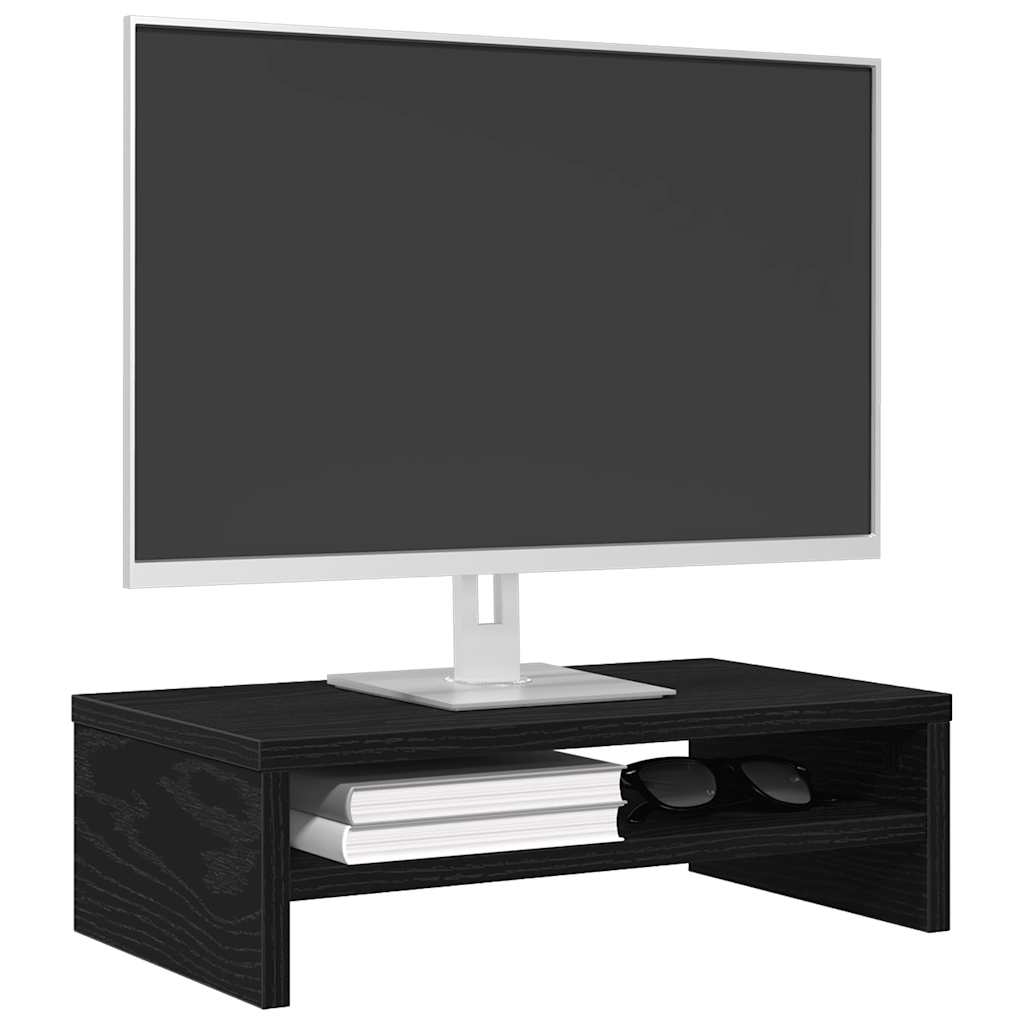 Suporte para monitor em madeira de carvalho preto, 42 x 24 x 13 cm