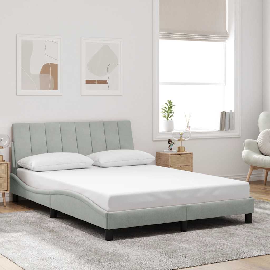 Estrutura de cama sem colchão hanko 120x200 cm veludo cinzento-claro
