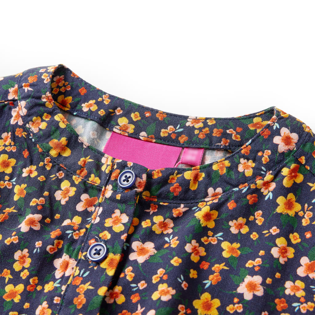 Vestido de manga comprida para criança azul-marinho 116