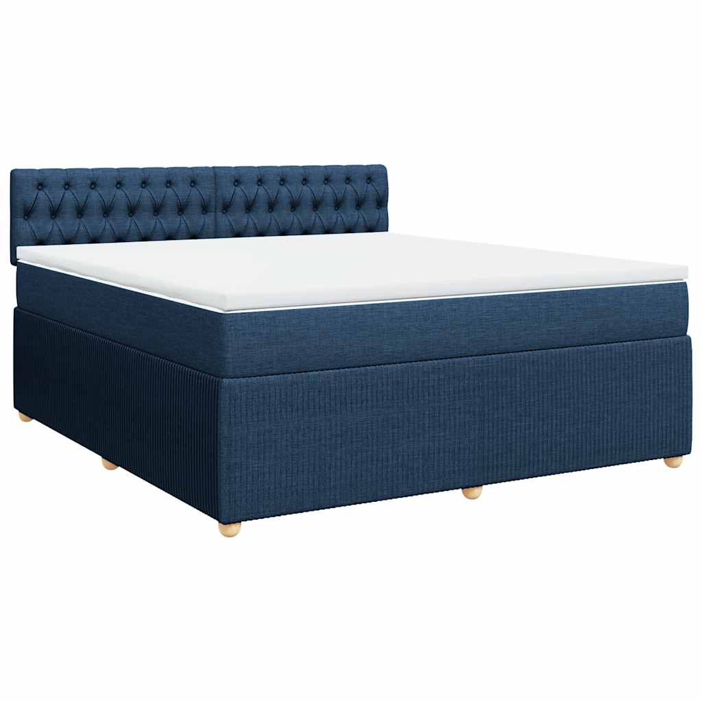 Cama com molas/colchão 180x200 cm tecido azul