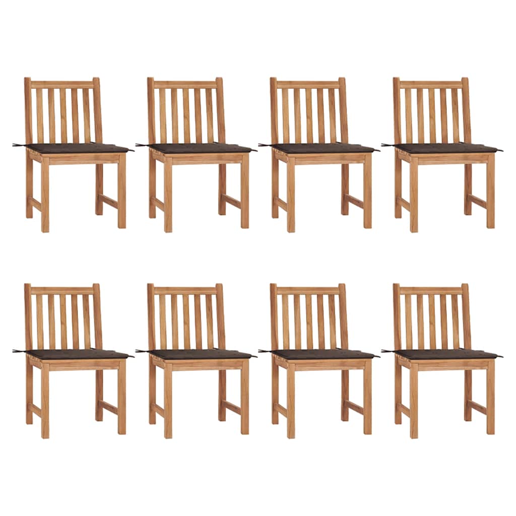 Cadeiras de jardim 8 pcs c/ almofadões madeira de teca maciça